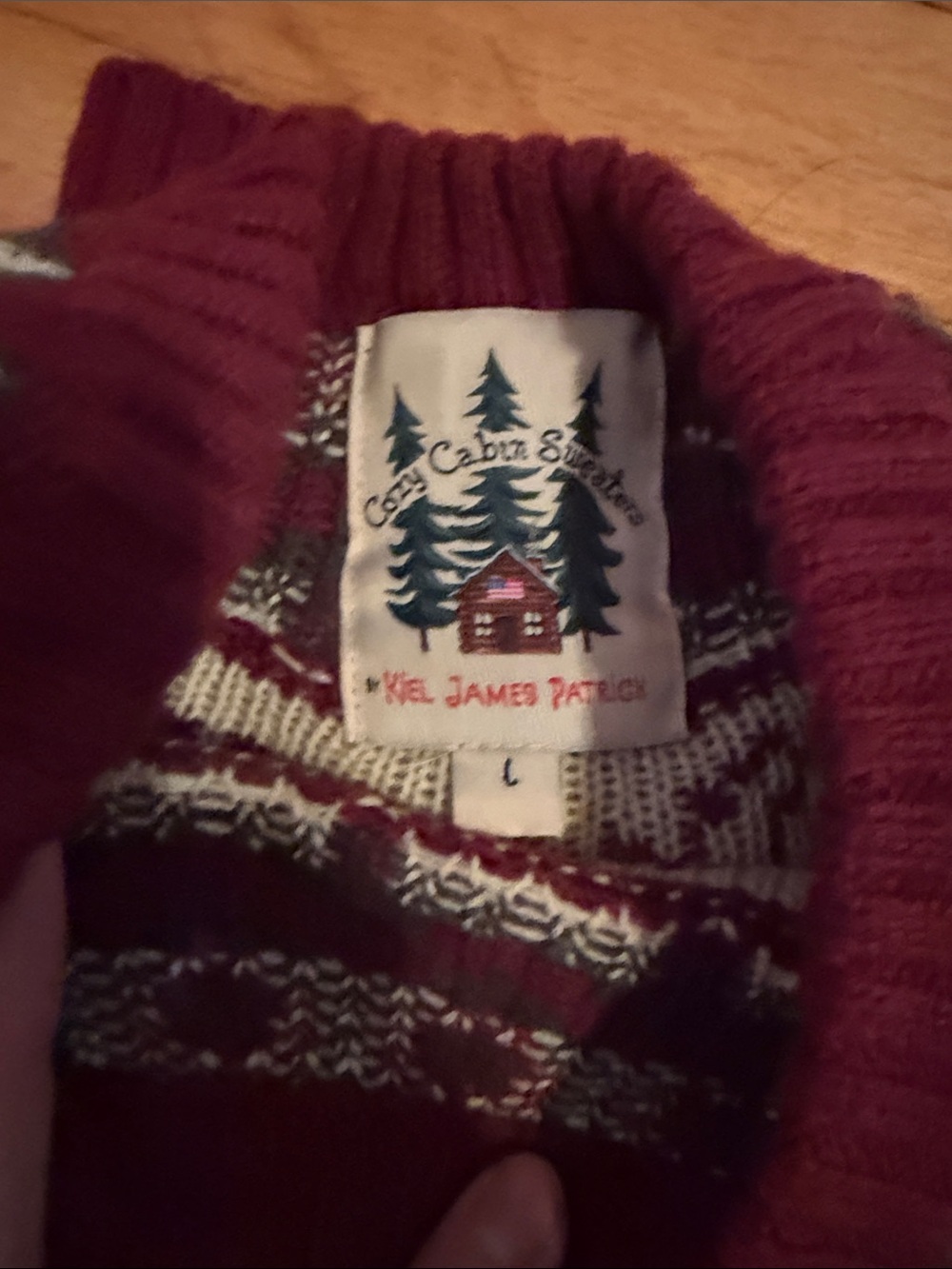 Kiel James Patrick Burgundy Fair Isle Reindeer Sweater Large - Picture 2 of 2
